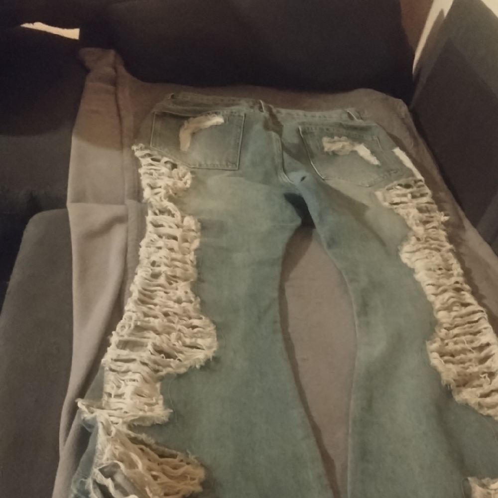 Distressed Blue Jeans - Picture 2 of 6